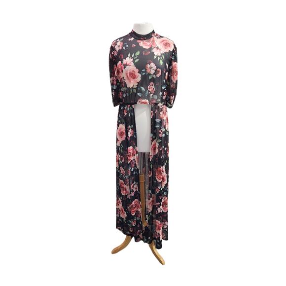 Shein Clasi Sheer Floral Mesh Hi-Lo Longline Top Size 3X - Picture 3 of 9